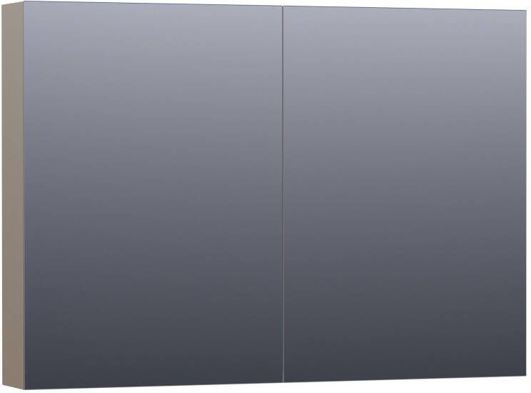 BRAUER Dual Spiegelkast 100x70x15cm 2 links- rechtsdraaiende spiegeldeur MDF hoogglans taupe 7153
