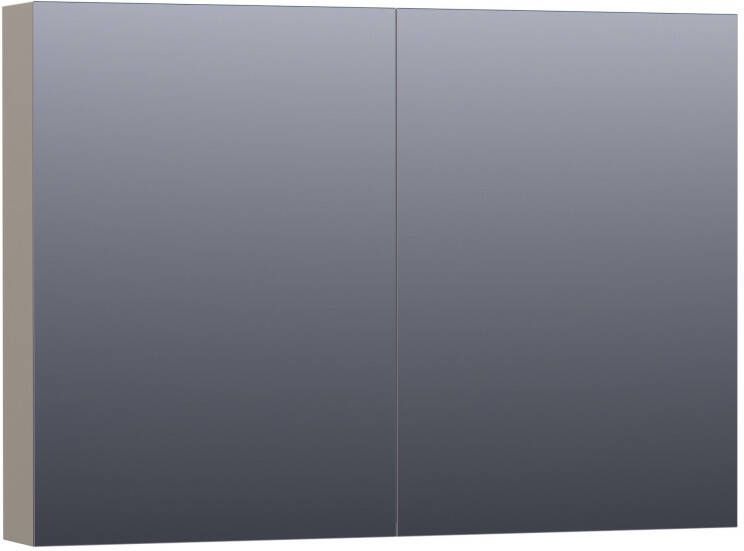 BRAUER Dual Spiegelkast 100x70x15cm 2 links- rechtsdraaiende spiegeldeur MDF mat taupe 7171