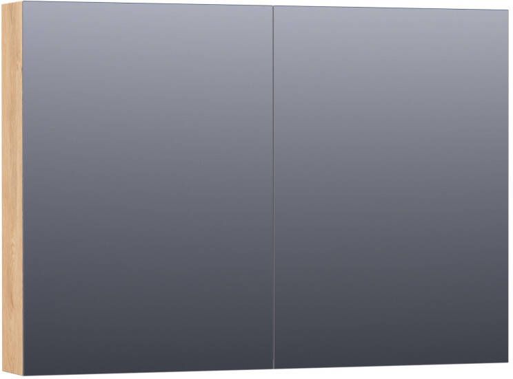 Brauer Impress Deluxe spiegelkast 100x70x15cm interne en externe verlichting 2 dubbelzijdige spiegeldeuren Forest Tan SK-IMD100FT