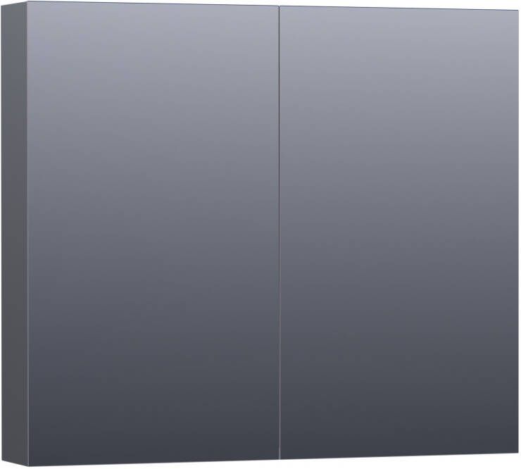 BRAUER Dual Spiegelkast 80x70x15cm 2 links- rechtsdraaiende spiegeldeur MDF hoogglans grijs 7158