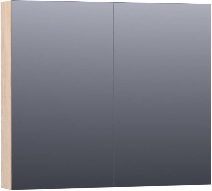 BRAUER Dual Spiegelkast 80x70x15cm 2 links- rechtsdraaiende spiegeldeur MFC legno calore 7764 - Foto 2