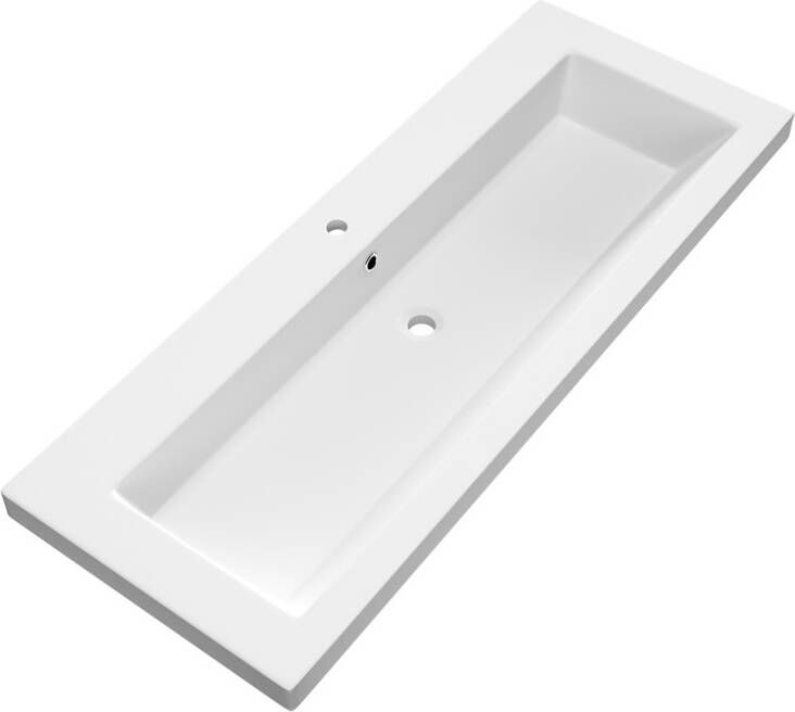 BRAUER Foggia Meubelwastafel 120x46x5cm overloop 1 wasbak 1 kraangat mineraalmarmer mat wit WT-FOM120-11