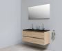 Bewonen Luuk badmeubel 120cm acryl wastafel Slade zwart 2 kraangaten eiken met LED spiegel geassembleerd - Thumbnail 1