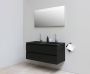 Bewonen Luuk badmeubel 120cm acryl wastafel Slade zwart 2 kraangaten mat zwart met LED spiegel geassembleerd - Thumbnail 1