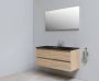 Bewonen Luuk badmeubel 120cm acryl wastafel Slade zwart zonder kraangat eiken met LED spiegel geassembleerd - Thumbnail 1