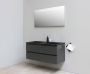 Bewonen Luuk badmeubel 120cm acryl wastafel Slade zwart zonder kraangat mat antraciet met LED spiegel geassembleerd - Thumbnail 1