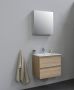 Bewonen Luuk badmeubel 60cm keramische wastafel 1 kraangat eiken met spiegelkast - Thumbnail 1