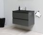 Bewonen Luuk badmeubel 80cm acryl wastafel Slade zwart 1 kraangat mat antraciet zonder spiegel geassembleerd - Thumbnail 1