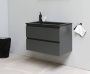 Bewonen Luuk badmeubel 80cm acryl wastafel Slade zwart zonder kraangat mat antraciet zonder spiegel bouwpakket - Thumbnail 1