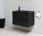 Bewonen Luuk badmeubel 80cm acryl wastafel Slade zwart zonder kraangat mat zwart zonder spiegel bouwpakket - Thumbnail 1