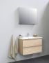 Bewonen Luuk badmeubel 80cm keramische wastafel 1 kraangat eiken met spiegelkast - Thumbnail 1