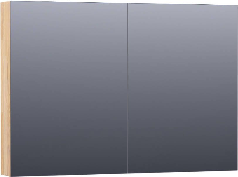 BRAUER Plain Spiegelkast 100x70x15cm 2 links rechtsdraaiende spiegeldeuren hout grey oak SK-PL100GO