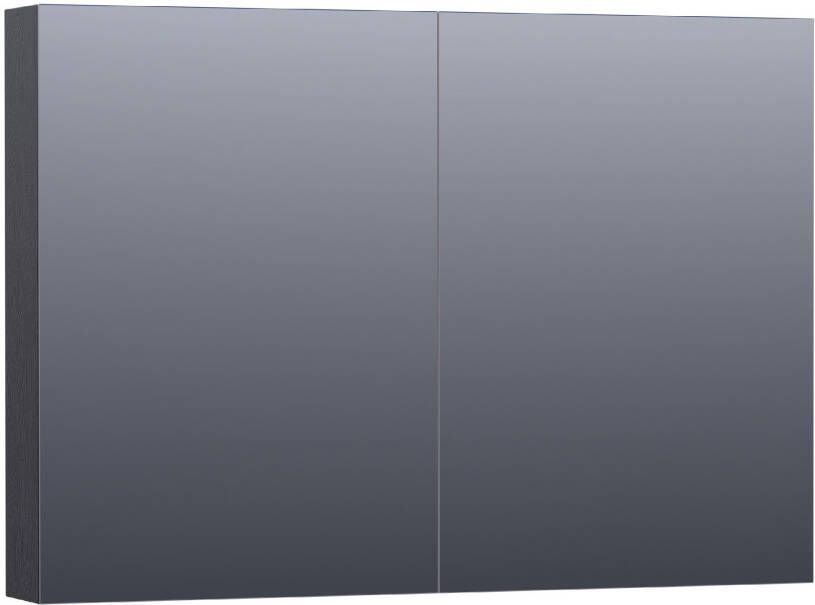 BRAUER Plain Spiegelkast 100x70x15cm 2 links rechtsdraaiende spiegeldeuren MFC black wood SK-PL100BW