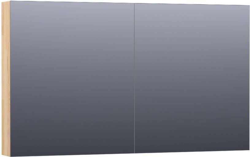 Saniclass Plain spiegelkast 120x70x15cm met 2 links- en rechtsdraaiende spiegeldeuren Hout Grey oak SK-PL120GO