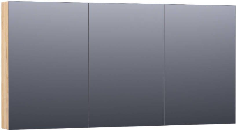 BRAUER Plain Spiegelkast 140x70x15cm 3 links- en rechtsdraaiende spiegeldeuren hout grey oak SK-PL140GO
