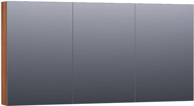 Saniclass Plain spiegelkast 140x70x15cm met 3 links- en rechtsdraaiende spiegeldeuren Hout Natural walnut SK-PL140NWA