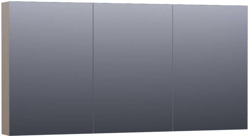 Saniclass Plain spiegelkast 140x70x15cm met 3 links- en rechtsdraaiende spiegeldeuren MDF hoogglans Taupe SK-PL140HT