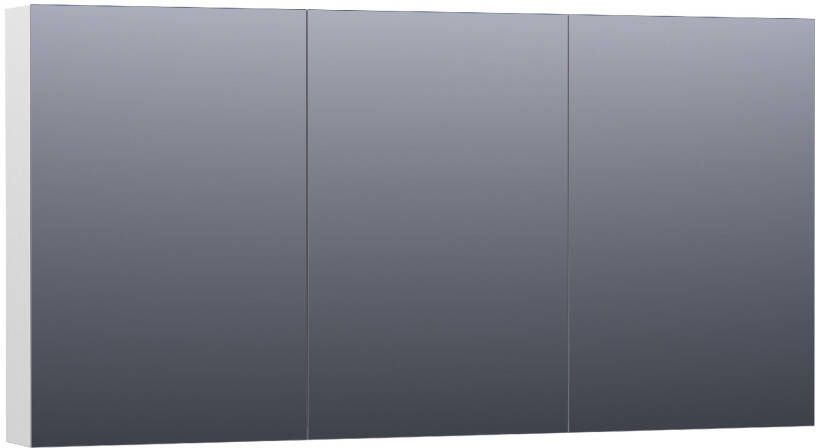 BRAUER Plain Spiegelkast 140x70x15cm 3 links- en rechtsdraaiende spiegeldeuren MDF hoogglans wit SK-PL140HW