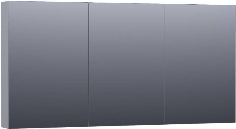 BRAUER Plain Spiegelkast 140x70x15cm 3 links- en rechtsdraaiende spiegeldeuren MDF mat grijs SK-PL140MG