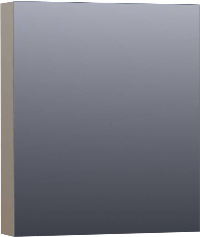 Saniclass Plain spiegelkast 60x70x15cm met 1 rechtsdraaiende spiegeldeur MDF hoogglans Taupe SK-PL60RHT