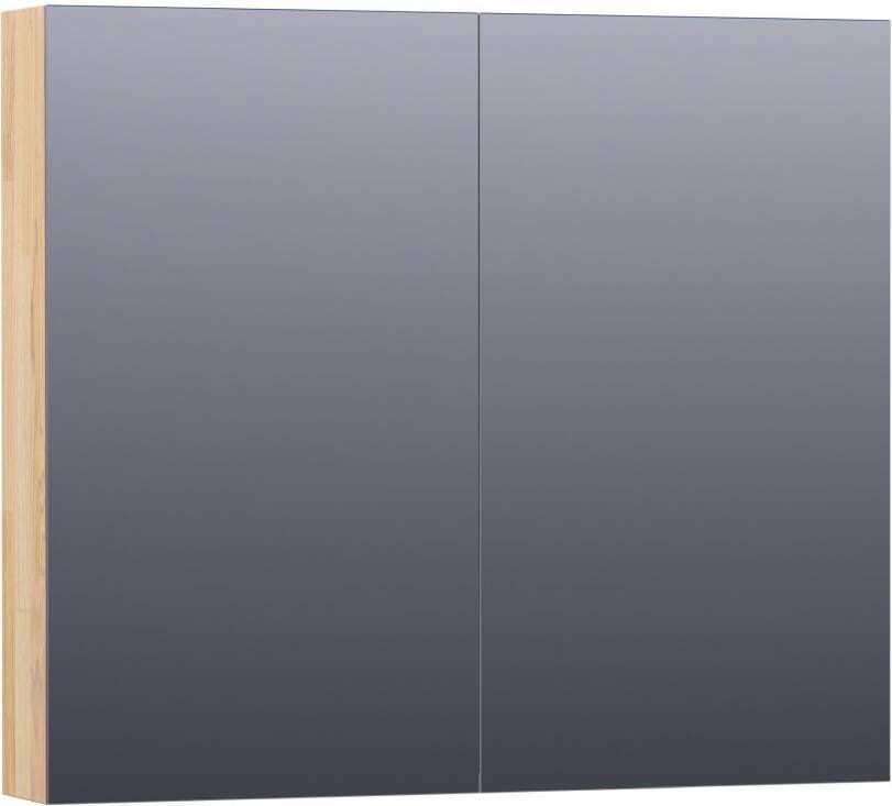 BRAUER Plain Spiegelkast 80x70x15cm 2 links rechtsdraaiende spiegeldeuren hout grey oak SK-PL80GO - Foto 1