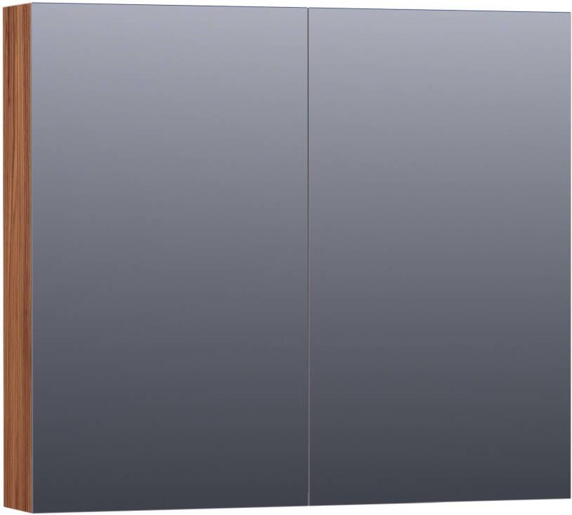 Saniclass Plain spiegelkast 80x70x15cm met 2 links- en rechtsdraaiende spiegeldeuren Hout Natural walnut SK-PL80NWA