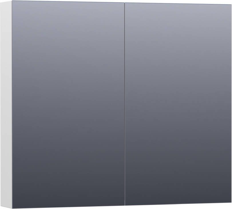 Brauer Impress spiegelkast 80x70x15cm zonder verlichting 2 dubbelzijdige spiegeldeuren hoogglans wit SK-IM80HW