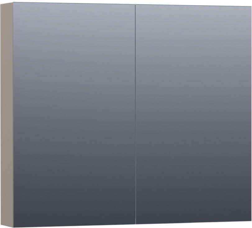 BRAUER Plain Spiegelkast 80x70x15cm 2 links rechtsdraaiende spiegeldeuren MDF mat taupe SK-PL80MT