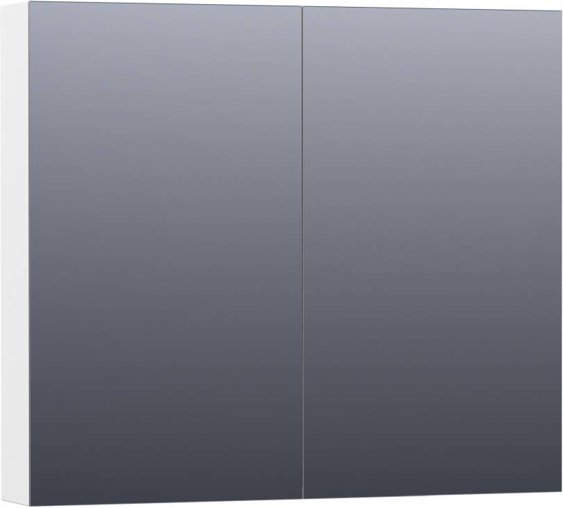BRAUER Plain Spiegelkast 80x70x15cm 2 links rechtsdraaiende spiegeldeuren MDF mat wit SK-PL80MW