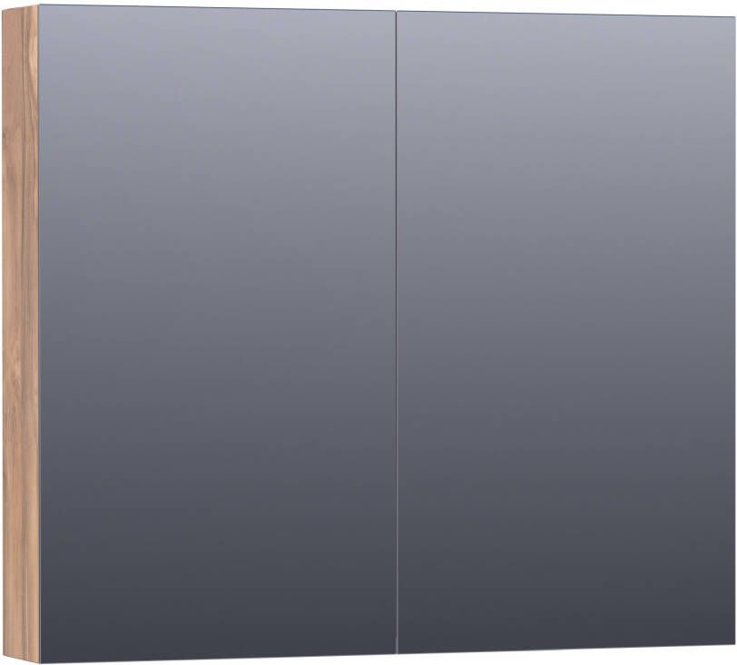 BRAUER Plain Spiegelkast 80x70x15cm 2 links rechtsdraaiende spiegeldeuren MFC Almond SK-PL80AL