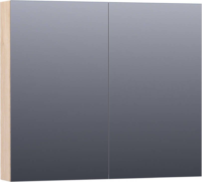 BRAUER Plain Spiegelkast 80x70x15cm 2 links rechtsdraaiende spiegeldeuren MFC legno calore SK-PL80LC