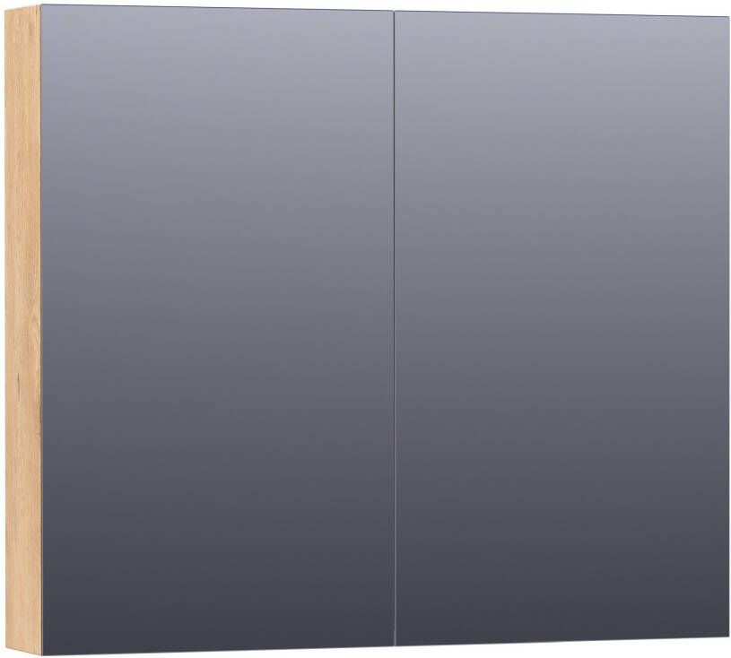 BRAUER Plain Spiegelkast 80x70x15cm 2 links rechtsdraaiende spiegeldeuren MFC nomad SK-PL80NM