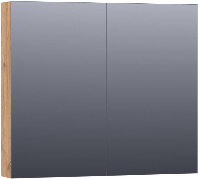 BRAUER Plain Spiegelkast 80x70x15cm 2 links rechtsdraaiende spiegeldeuren MFC old castle SK-PL80OC