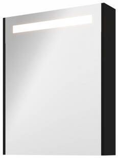 Proline Premium spiegelkast met LED verlichting met houten deur Mat zwart 60x74cm