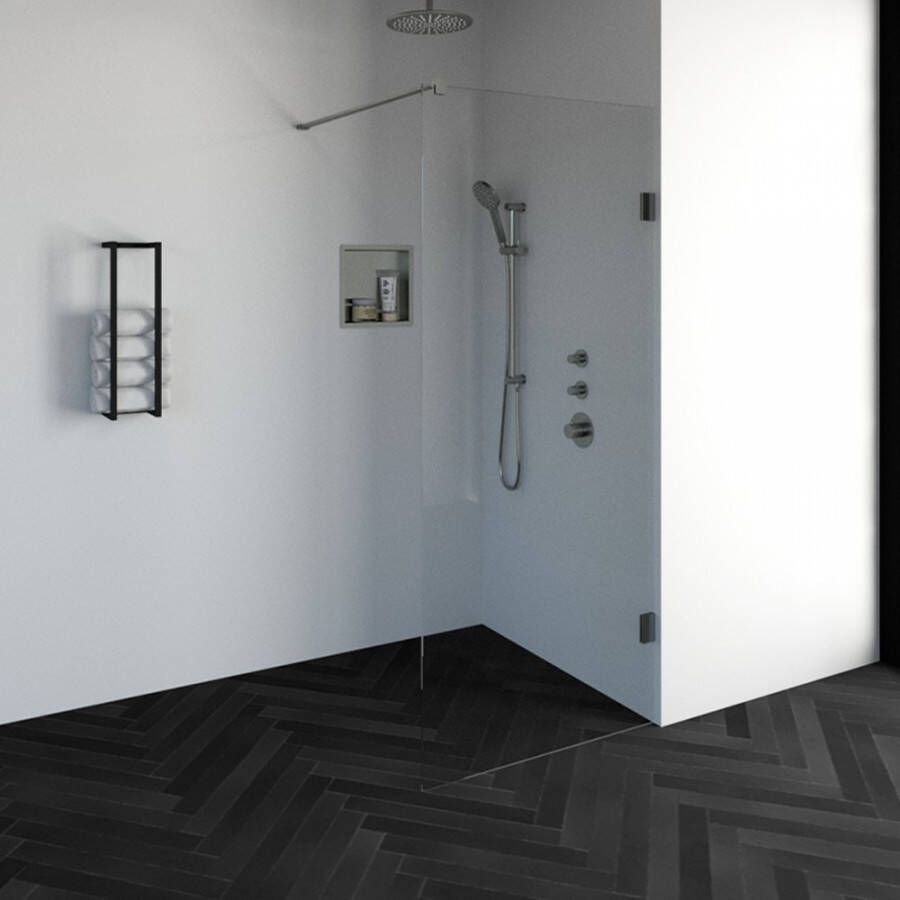 Brauer Void inloopdouche helder glas 90x200 incl. glascoating PVD RVS-kleurig geborsteld GS-VOI1H90200NG