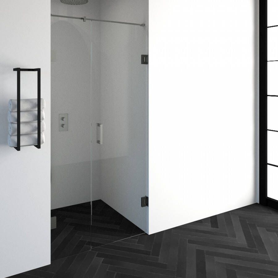 Saniclass Create douchedeur 100x200cm 2 delig profielloos met antikalk en 8mm veiligheidsglas geborsteld RVS 4JC14