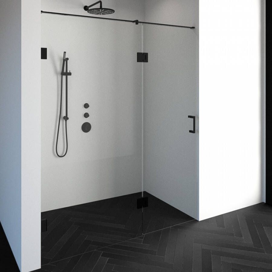 Brauer Void nisdeur 2-delig helder glas 170x200 omkeerbaar met draaideur 70 aan glas incl. glascoating mat zwart