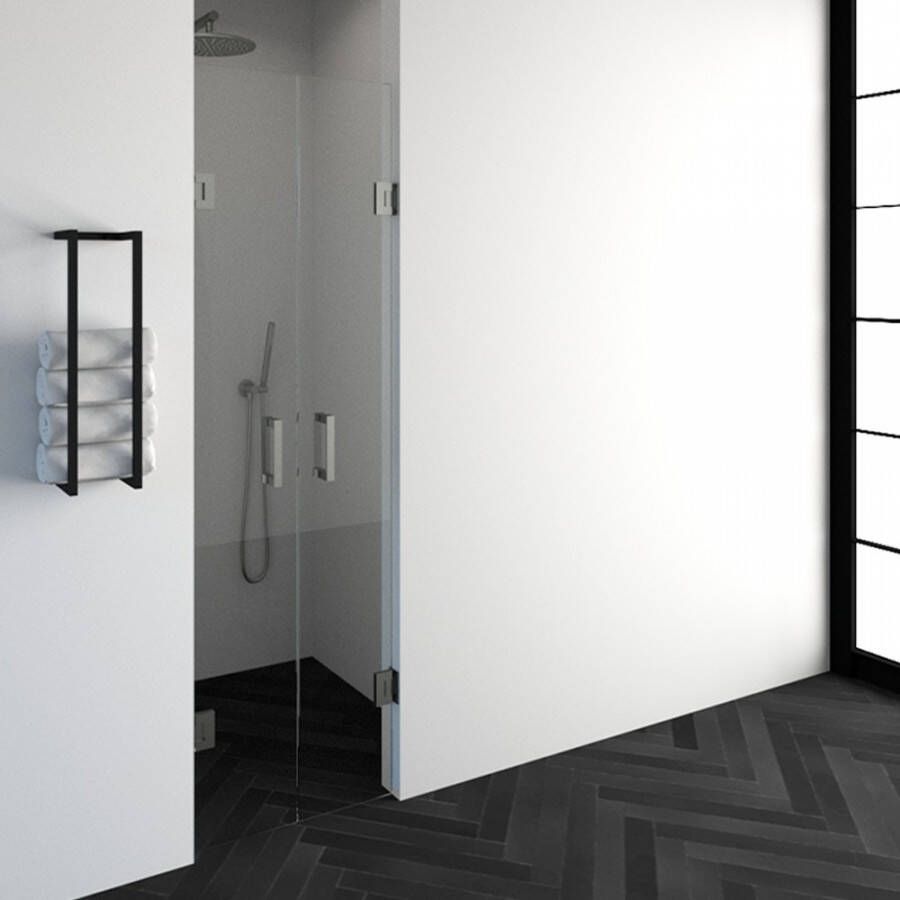 Saniclass Create pendeldeuren 60x200cm profielloos met antikalk en 8mm veiligheidsglas geborsteld RVS 4JC16