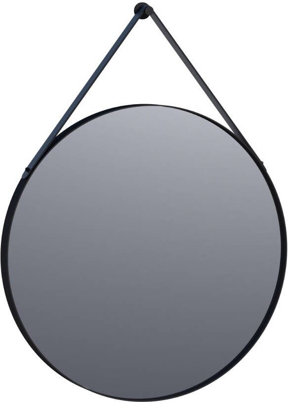 Brauer Onyx spiegel 70 rond met zwarte ophangband en zwart geborsteld frame SP-ON70ROOZ