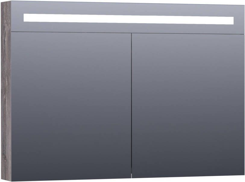 Saniclass Double Face spiegelkast 100x70x15cm verlichting geintegreerd met 2 links- en rechtsdraaiende spiegeldeuren MFC Grey Canyon SK-DF100GC - Foto 1