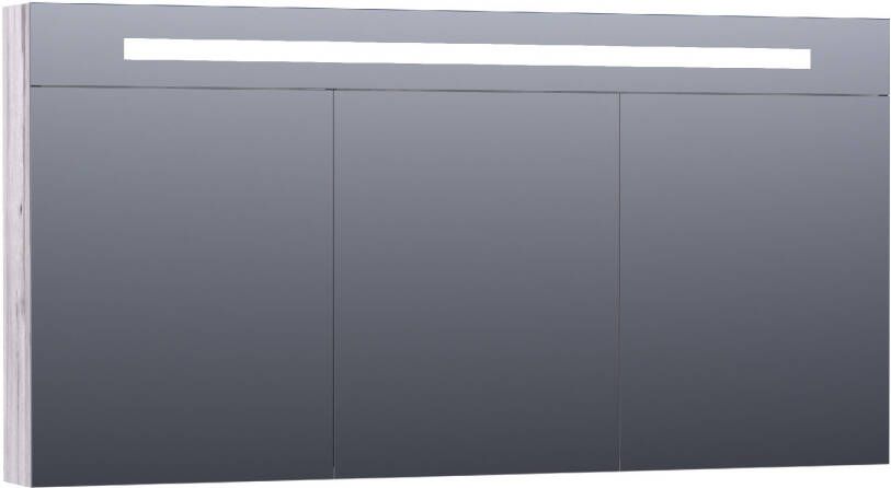 Saniclass Double Face spiegelkast 140x70x15cm verlichting geintegreerd met 3 links- en rechtsdraaiende spiegeldeuren MFC Birch SK-DF140BR