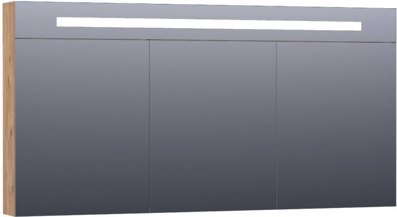 BRAUER Double Face Spiegelkast 140x70x15cm verlichting geintegreerd 3 links- rechtsdraaiende spiegeldeur MFC old castle 7385