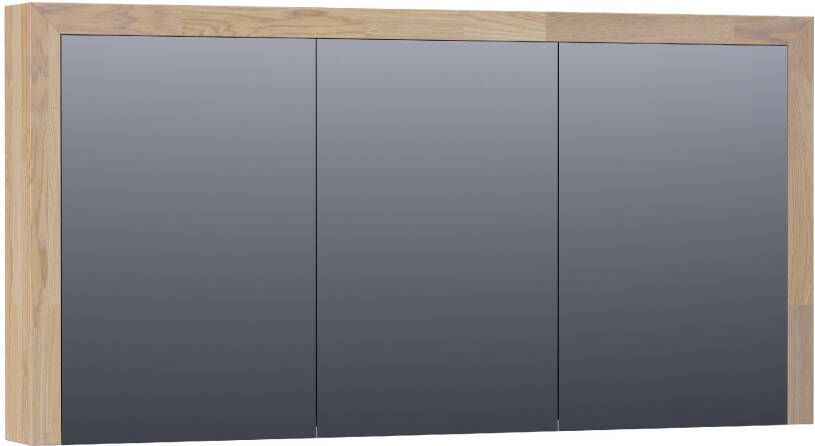 Saniclass Natural Wood spiegelkast 140x70x15cm met 3 links- en rechtsdraaiende spiegeldeuren Hout Grey oak 70513