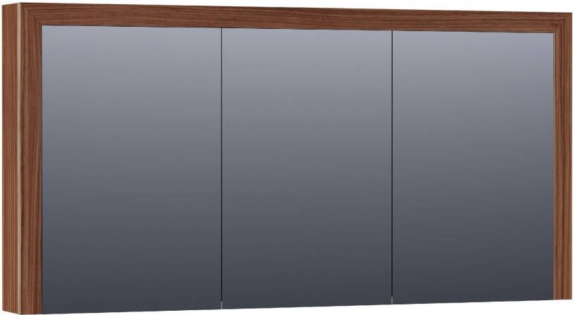 Saniclass Walnut Wood spiegelkast 140x70x15cm met 3 links- en rechtsdraaiende spiegeldeuren Hout Natural walnut SK-WW140NWA