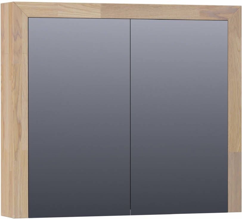 BRAUER natural wood Spiegelkast 80x70x15cm 2 links rechtsdraaiende spiegeldeuren hout grey oak 70541 - Foto 2