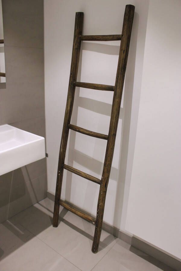Bewonen Teun badkamer decoratie ladder rustiek 175cm bruin teak
