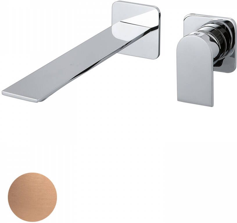 Sub 200 afdekset ééngreeps wastafelkraan greep rechts en uitloop 23 cm koper