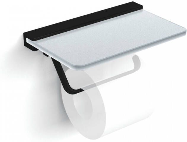 Blinq El paso closetrolhouder zonder klep met planchet glas mat zwart