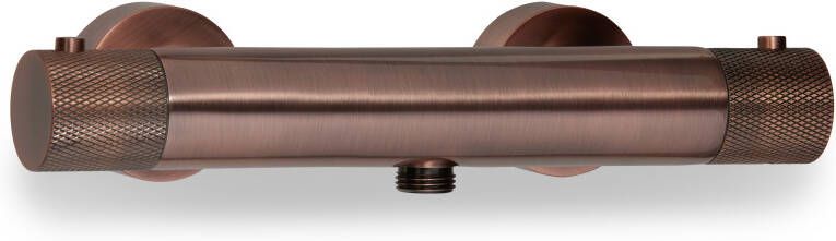 BLUE LABEL Brondby Facet douchethermostaat 150mm gekartelde greep met koppelingen geborsteld koper