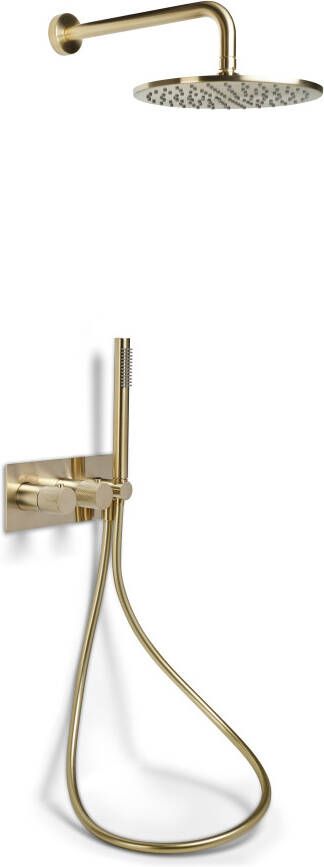 BLUE LABEL Brondby facet douchesysteem horizontaal met houder incl. inbouwdeel omstel hoofddouche 250mm geborsteld goud